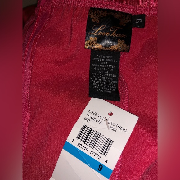 LOVE TEASE Pink Satin Shiny Strapless Cocktail Mini Dress - Picture 4 of 4